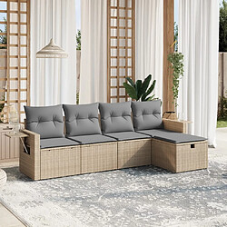 Maison Chic Ensemble à manger d'extérieur 5 pcs avec coussins,Salon de jardin,Mobilier de jardin mélange beige résine tressée -GKD803245