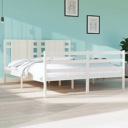 Maison Chic Lit Moderne Chambre - Cadre/structure de lit pour adulte Blanc Bois de pin massif 150x200 cm Très grand -MN55371