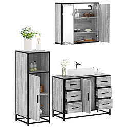 vidaXL Ensemble de meubles de salle de bain 3 pcs Sonoma gris