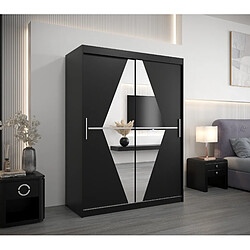 Abiks Meble Armoire Boliwia à portes coulissantes 200/150/62 2 portes (noir/noir)