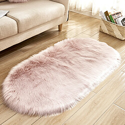 LUUCOZK Tapis moelleux en fausse fourrure, tapis à poils longs pour chambre à coucher, salon, rose clair-Ellipse 40x60CM 