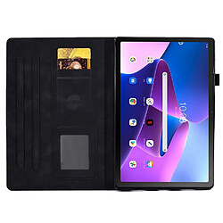 Etui en PU motif, anti-chute, motif veille/sommeil automatique avec support et porte-cartes pour votre Lenovo Tab M10 Plus (Gen 3) - noir