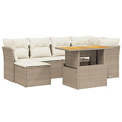 vidaXL Salon de jardin avec coussins 7 pcs beige résine tressée