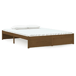 vidaXL Cadre de lit sans matelas marron miel bois massif 135x190 cm