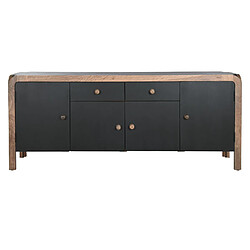 Pegane Buffet, meuble de rangement en bois coloris naturel, noir - Longueur 177 x Profondeur 38 x hauteur 75 cm