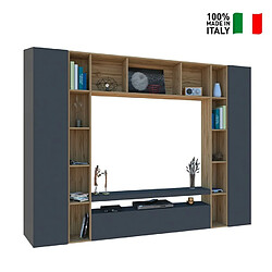 Ahd Amazing Home Design Meuble TV moderne bibliothèque rangement mural bois noir Arkel AP