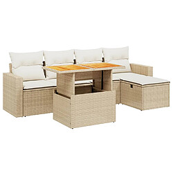 vidaXL Salon de jardin avec coussins 6 pcs beige résine tressée