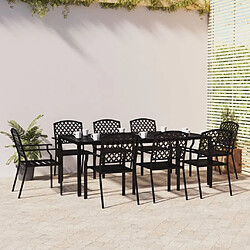 Maison Chic Ensemble de salle à manger de jardin 9 pcs,Table et chaises d'extérieur pour relax anthracite acier -GKD903815