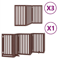 vidaXL Barrière pour chien porte pliable 15 panneaux bois de peuplier