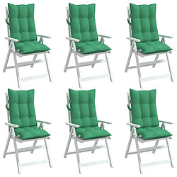 Avis vidaXL Coussins de chaise à dossier haut lot de 6 vert tissu oxford