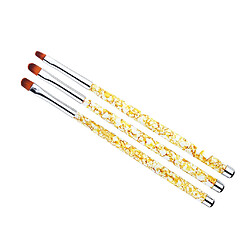 3X Pointe Pointue Ronde Brosse à Ongles Peinture Brosse Stylo Manucure Nail Art Jaune pas cher