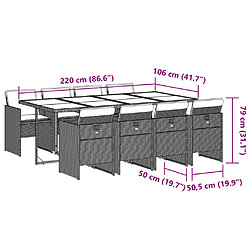 vidaXL Ensemble à manger de jardin et coussins 9 pcs mélange beige pas cher