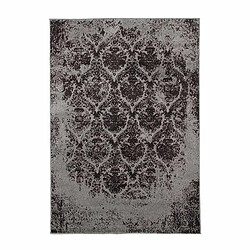 Thedecofactory CASA - Tapis toucher laineux motifs floraux et losanges gris 120x170