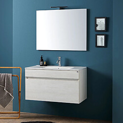 Kiamami Valentina ARMOIRE DE SALLE DE BAINS SUSPENDUE 90CM LAVABO PROMENADE ET MIROIR | SOLE