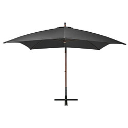 vidaXL Parasol de jardin suspendu avec mât Anthracite bois de sapin