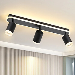 NETTLIFE 3 spots de plafond LED noir GU10 en métal, orientables à 330° pour chambre couloir salle à manger cuisine salon lumière blanc chaud