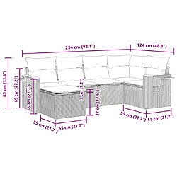 Acheter vidaXL Salon de jardin avec coussins 6 pcs beige résine tressée