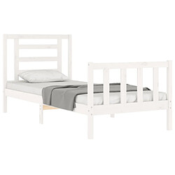 Acheter Maison Chic Lit adulte - Cadre Structure de lit avec tête de lit Contemporain blanc 90x200 cm bois massif -MN73211