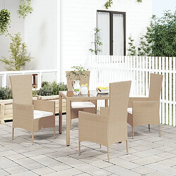 Maison Chic Lot de 4 Chaises de jardin,Fauteuil d'extérieur avec coussins Résine tressée Beige -MN65840