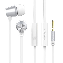 Écouteurs Filaires Jack 3.5mm Intra-auriculaires Télécommande Swissten Blanc