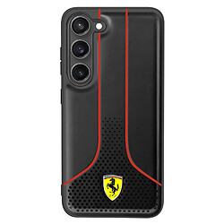 Ferrari Coque pour Samsung Galaxy S23 Cuir Vegan Compatible QI Noir