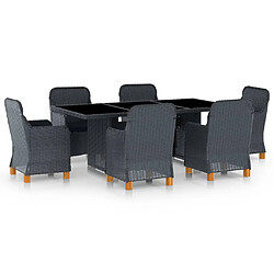 Maison Chic Mobilier à dîner 7 pcs et coussins- Ensemble table et chaises d'extérieur - Salon/Mobilier de jardin classique Résine tressée Gris foncé -MN42297