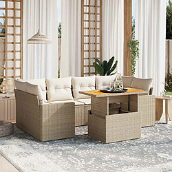 vidaXL Salon de jardin avec coussins 7 pcs beige résine tressée