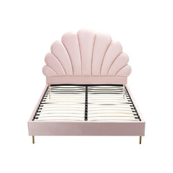 Avis Vente-Unique Lit coquillage 160 x 200 cm - Velours - Rose - LIVAYA