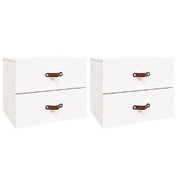 Maison Chic Lot de 2 Tables de Chevet murales - Tables de Nuit Blanc 50x36x40 cm