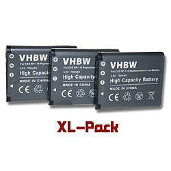 Vhbw 3 x batteries Li-Ion 750mAh (3.6V) pour appareil-photo JVC & Casio Exilim Serie, par ex: EX-Z2300, GZ-V505L. Remplace: NP-110, JVC BN-VG212, etc