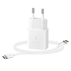 Chargeur Samsung USB-C 15W + Câble Blanc