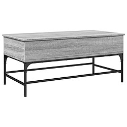 ComfortXL Table Basse Sonoma Gris 100x50x45 Cm Bois D'ingénierie Et Métal