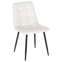 Decoshop26 Lot de 4 chaises de salle à manger style moderne et confortable en tissu velours blanc crème et métal noir 10_0001791