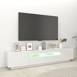 Acheter vidaXL Meuble TV avec lumières LED Blanc brillant 200x35x40 cm