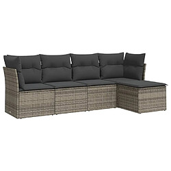 Maison Chic Salon de jardin 5 pcs avec coussins | Ensemble de Table et chaises | Mobilier d'Extérieur gris résine tressée -GKD38353