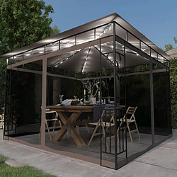 Maison Chic Tonnelle | Pergola avec moustiquaire et lumières Led 3x3x2,73 m Taupe -GKD90989