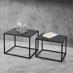 Lot de 2 Tables Basses Mandal Rectangulaires Métal Noir Mat [en.casa]