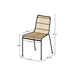 Rendez Vous Deco Chaise Jouve en rotin et métal noir (lot de 2)