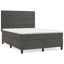 Maison Chic Lit Adulte - Lit simple Lit à sommier tapissier et matelas moelleux - Meuble de Chambre - Gris foncé 140x190cm Velours -MN63561