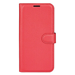 Etui en PU texture litchi, fermeture aimantée avec support rouge pour votre Motorola Moto G200 5G