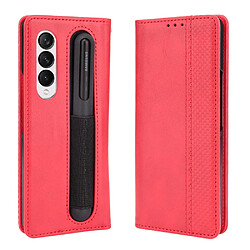 Coque en TPU + PU antichoc avec porte-stylo rouge pour votre Samsung Galaxy Z Fold3 5G