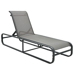 Helloshop26 Transat chaise longue bain de soleil lit de jardin terrasse meuble d'extérieur aluminium et textilène gris 02_0012252