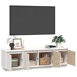 Maison Chic Meuble TV scandinave - Banc TV pour salon Blanc 156x37x45 cm Bois de pin massif -MN29490 pas cher