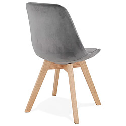 Acheter Alterego Chaise en velours gris 'JOE' avec structure en bois naturel