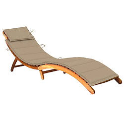 Helloshop26 Transat chaise longue bain de soleil lit de jardin terrasse meuble d'extérieur avec coussin bois d'acacia solide 02_0012385