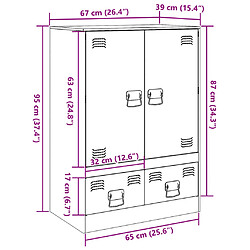 vidaXL Buffet haut blanc 67x39x95 cm acier pas cher