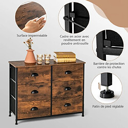 Helloshop26 Commode avec 6 tiroirs meuble de rangement avec tiroirs en tissu poignées et structure en acier pour chambre salon 80 cm brun 20_0008344