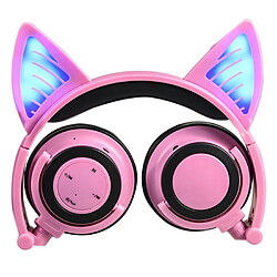 Wewoo Pour iPhone, Galaxy, Huawei, Xiaomi, rose LG, HTC et autres smartphone Pliable sans fil Bluetooth V4.2 Glowing Cat Ear Casque Gaming Headset avec LED Light & Mic,