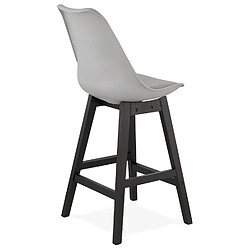 Acheter Alterego Tabouret snack mi-hauteur 'CAMILA MINI' gris avec pied en bois noir