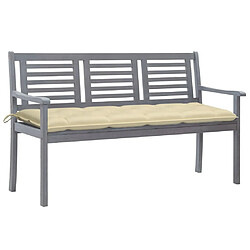 Maison Chic Banc de jardin | Chaise de jardin 3 places avec coussin 150 cm Gris Eucalyptus -GKD53606